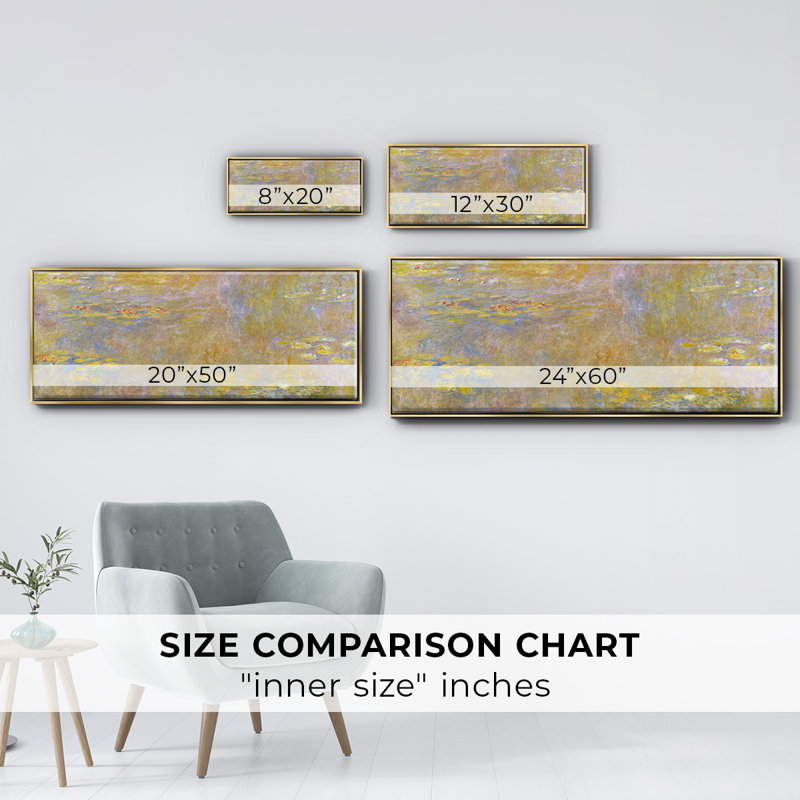 Water Lilly II - toile encadrée, H 12 po x l 30 po