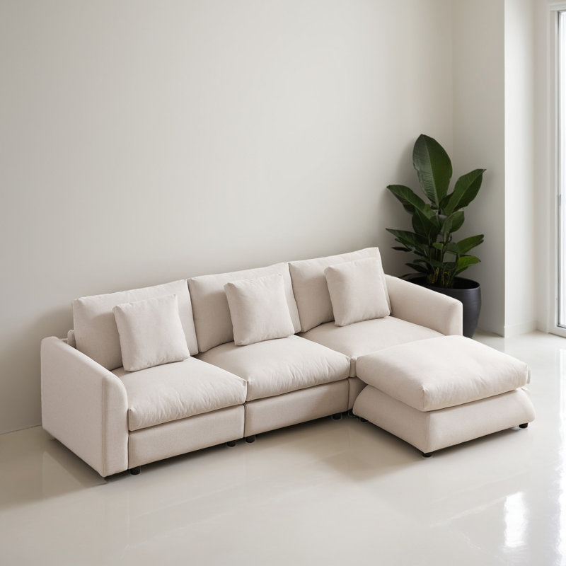 Canapé-lit modulaire 4 pièces pour salon, Polyester beige