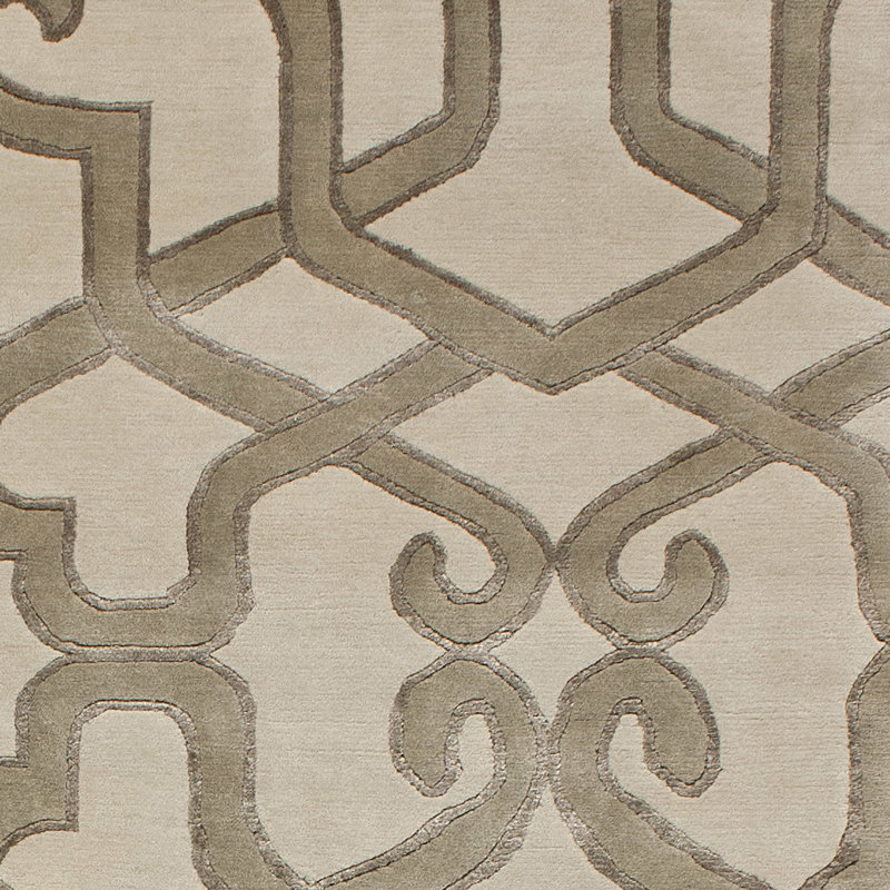 Geometric Area Rug in Ivory/Brown, Rectangle 6' x 9'