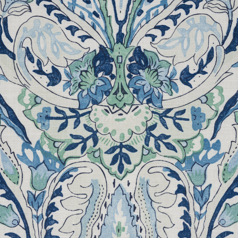 Layla Paisley Fabric, Blue/Green
