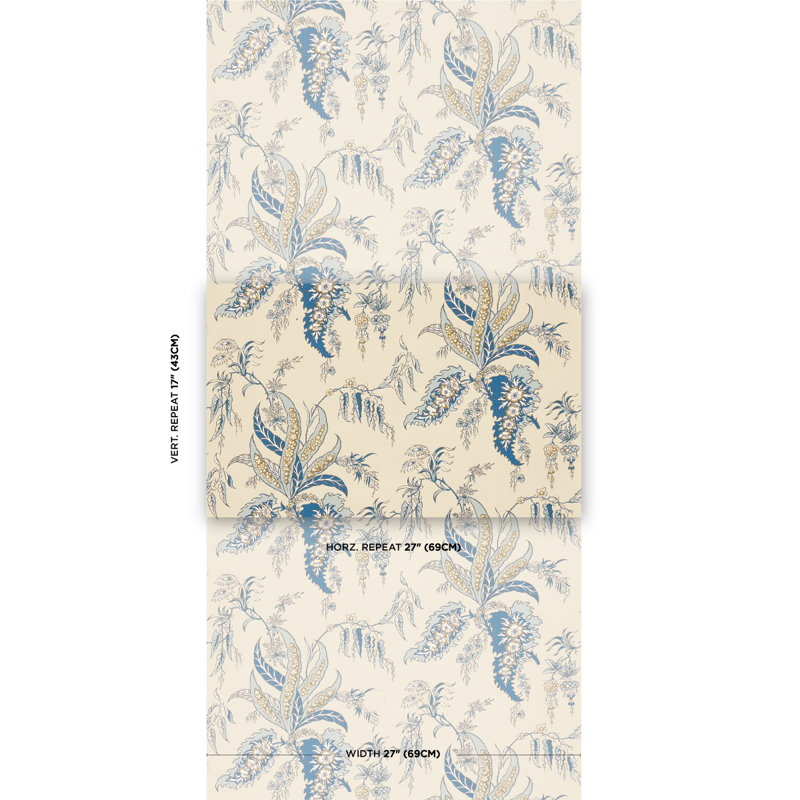 Apolline Botanical Wallpaper, Ciel/Marine