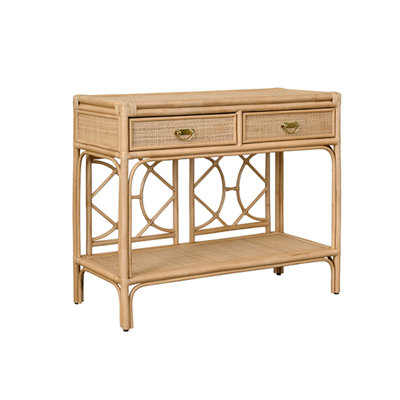 Two Drawer Console with Decorative Back Rattan by Worlds Away