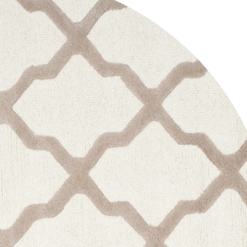 Tapis en laine touffeté à la main Cannen, Ivoire/beige, Rond 10pi