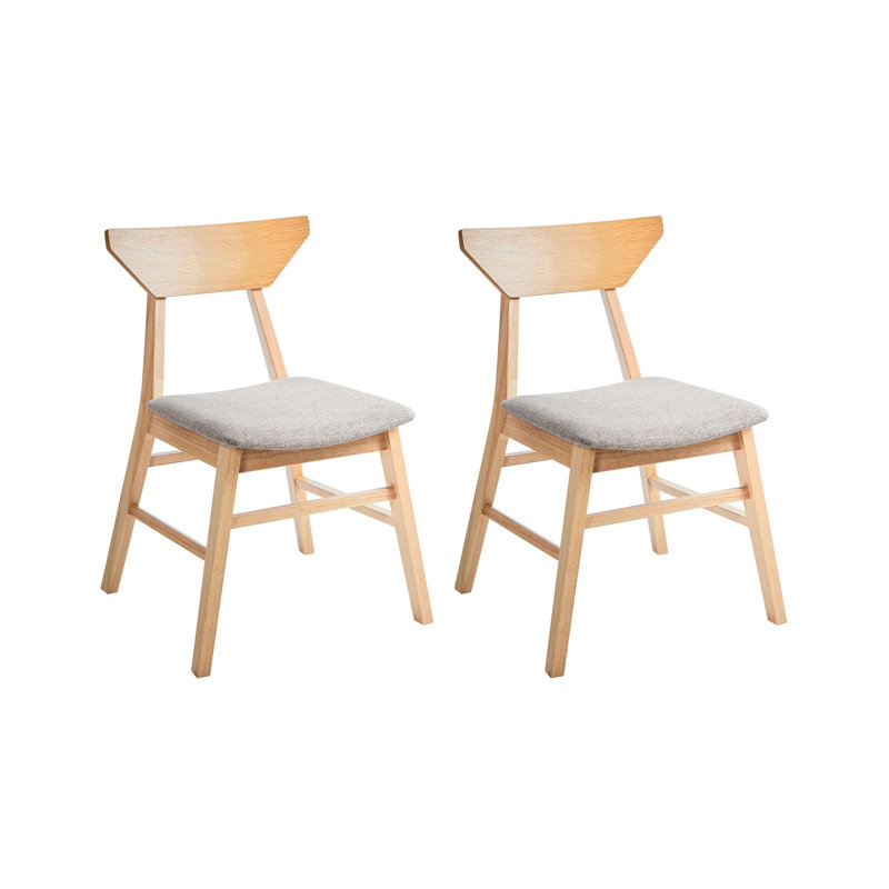Set of 2 Dining Chairs HOPKINS Wood Taupe, Light Yellow Wood
