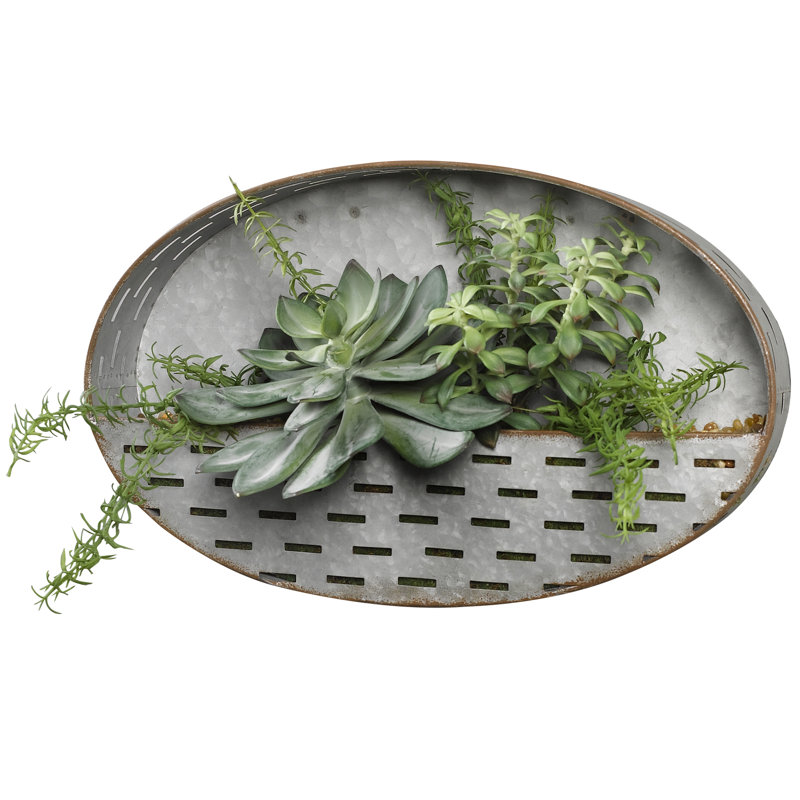 Faux Plant in Metal Planter
