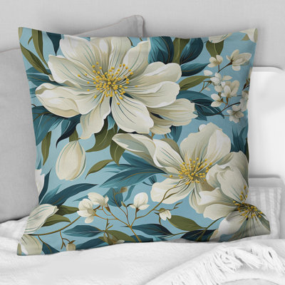 Coussin Blue Coastal Blossoms