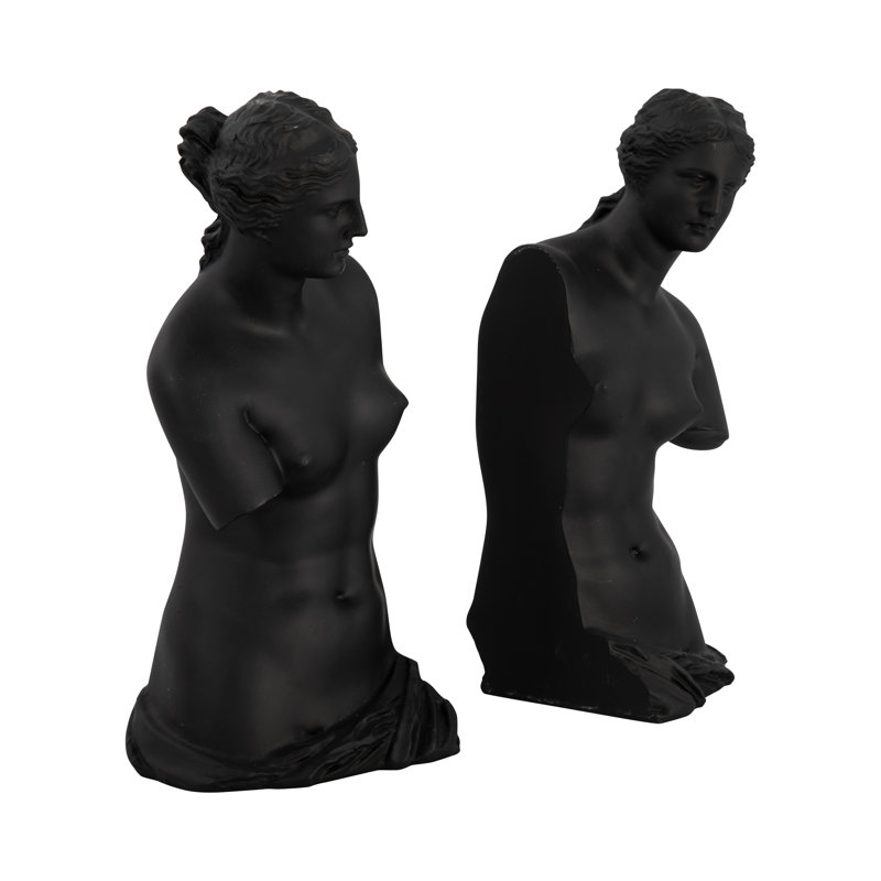 Polyresin Greek Goddess Bookends - A Touch of Mythical Elegance for Your Home Library, Black