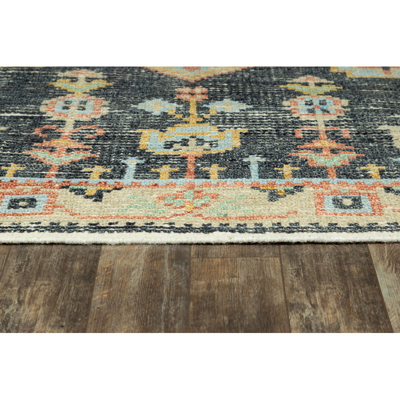 Ophelia Hand Knotted Southwestern Area Rug in Gray/Beige, Rectangle 10' x 14'
