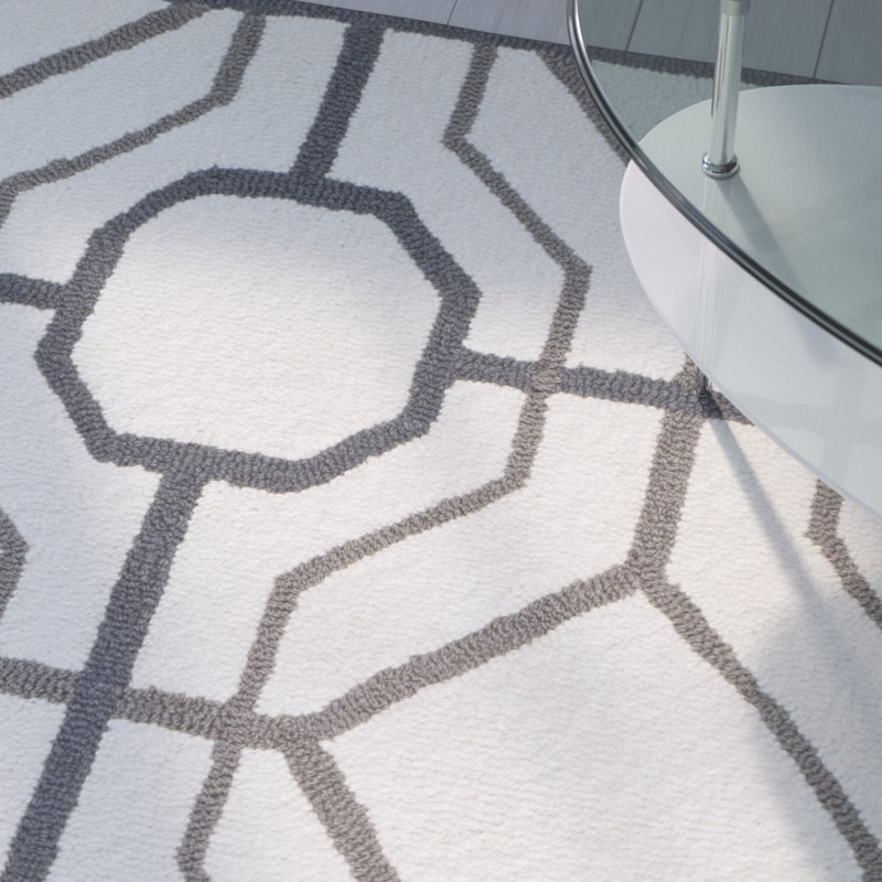 Naya Hand Hooked Performance Geometric Rug, Rectangle 8' x 10'