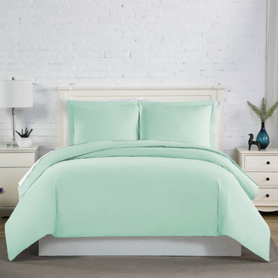 Southshore Fine Linens Southshore Basics Duvet Cover Set in Hint of Green, Double-Brushed Microfiber Bedding with Hidden Zipper Closure and Corner Ties, 2 King Pillow Shams, King/California King