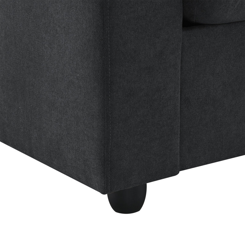 Ensemble de canapé modulaire moderne en L avec 2 coussins gratuits, Polyester noir