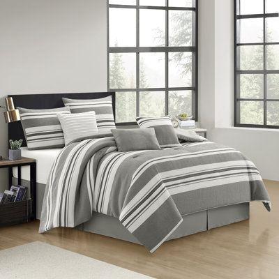 Neveah 7 Piece Striped Comforter Set