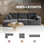 Canapé modulaire en forme de L de 103 po en forme de L avec canapé-lit en osier avec repose-pieds profond, combinaison de modules pour le salon 4 places-714090570