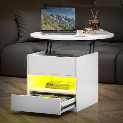 Round  Coffee Table with Storage,Lift Top Centre Table