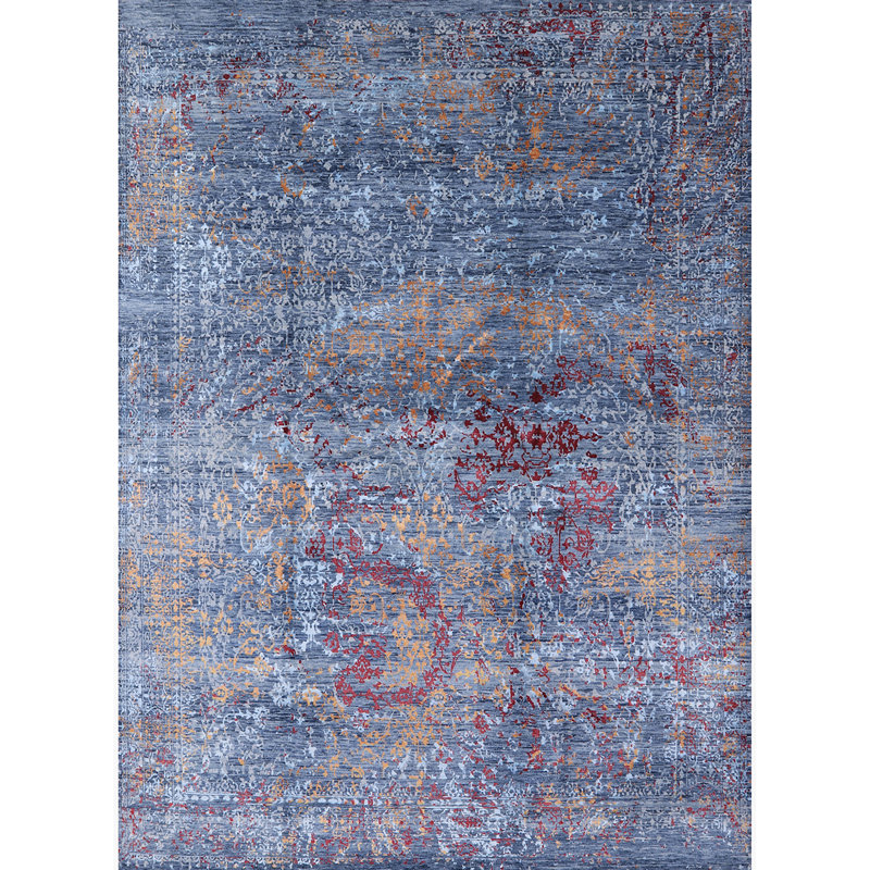 Tapis oriental bleu / rouge / orange Hutto, Rectangle 7 pi x 10 pi