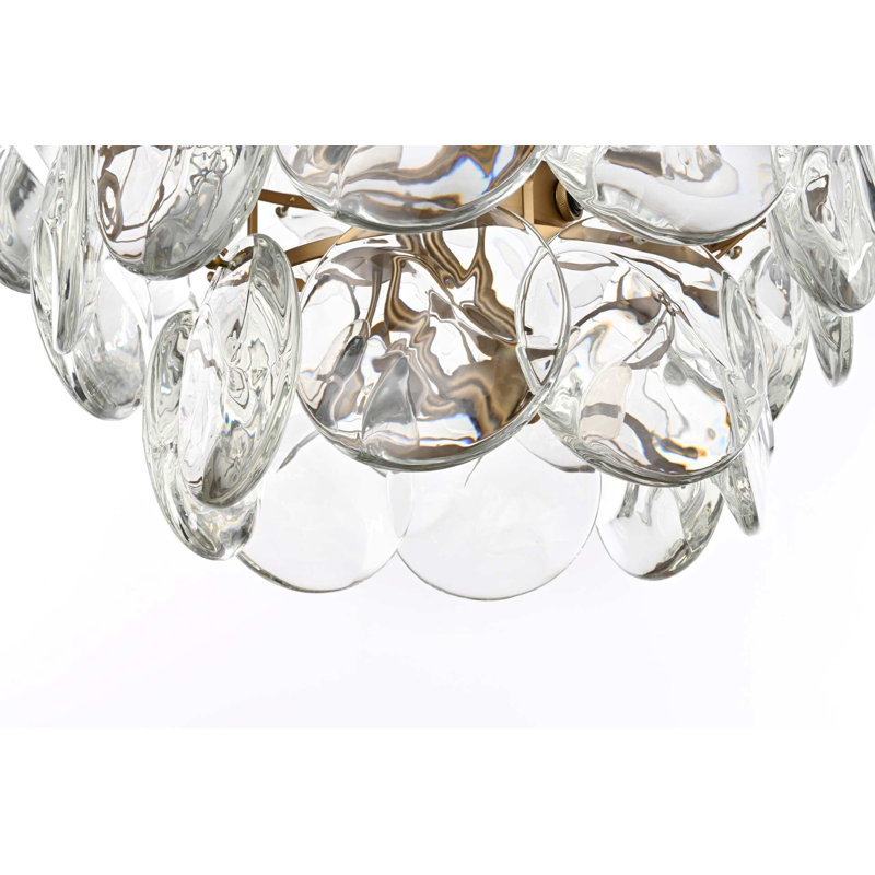 Lustre en cristal 30 pouces Idamay, Or satiné