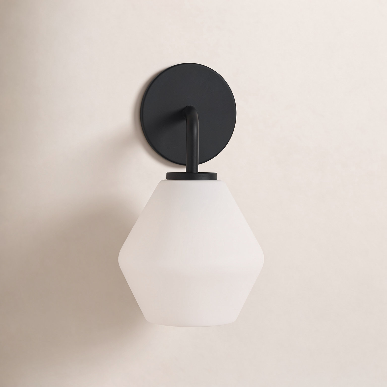 Rooks Single Light Dimmable Armed Sconce, Midnight Black, White