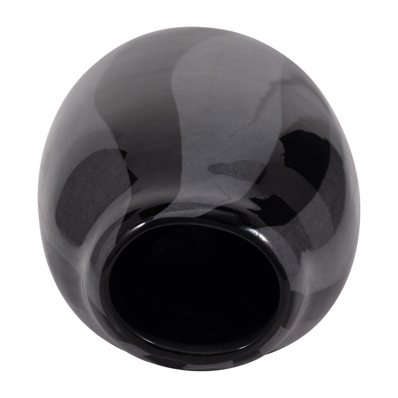 Mele Handmade Glass Table Vase, Black, 10" H x 6" W x 5" D