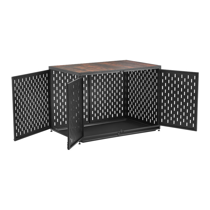 Cage pour chien de 107 cm (42 pouces), robuste, pour chiens de petite et moyenne taille. Cage en acier avec table d'appoint, 3 portes, plateau amovible et fermetures sécurisées, noire.