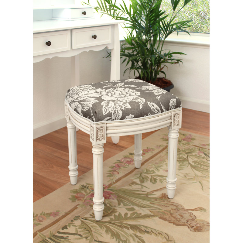 Loretta Solid Wood Accent Stool, Gray