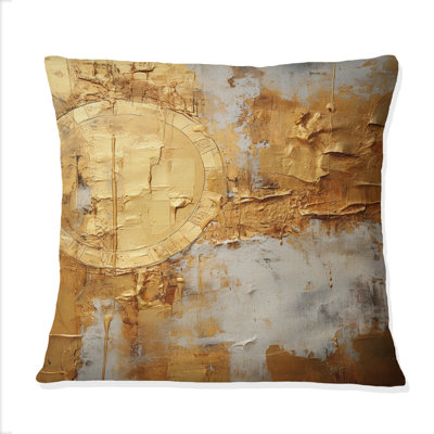 Vintage Gold Togetherness III - Abstract Painting Printed Throw Pillow