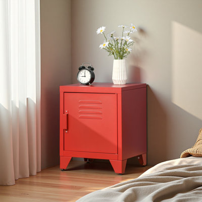 Table de bout industrielle avec porte de rangement de style casier réglable
