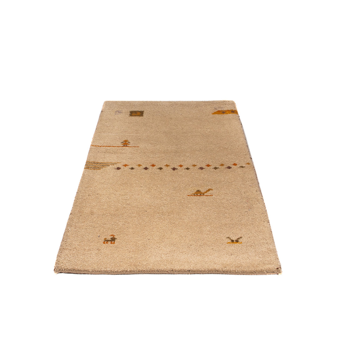 Handgefertigter Teppich Barrview aus Wolle in Beige/Gelb