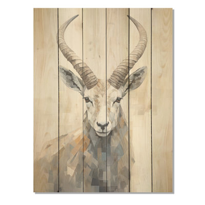 Minimalisme antilope bouquetin - art mural en bois d'antilope sur bois de pin naturel