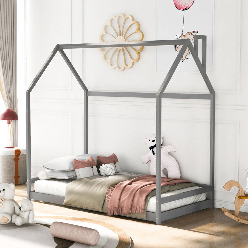 Lit simple avec toit, Gris