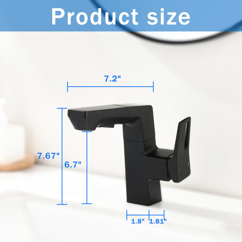 Bathroom Faucet With Smart Led And Matte Black, 1.5 Gallons Per Minute Flow, 60 - Cm Pull Out, 360 Swivel, Modern Style Black Temperature, Out , Single Hole Installation, 45 Swivel Spout