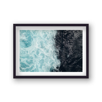 Ocean Waves On Black Rocks by Vouvart - Single Picture Frame Print
