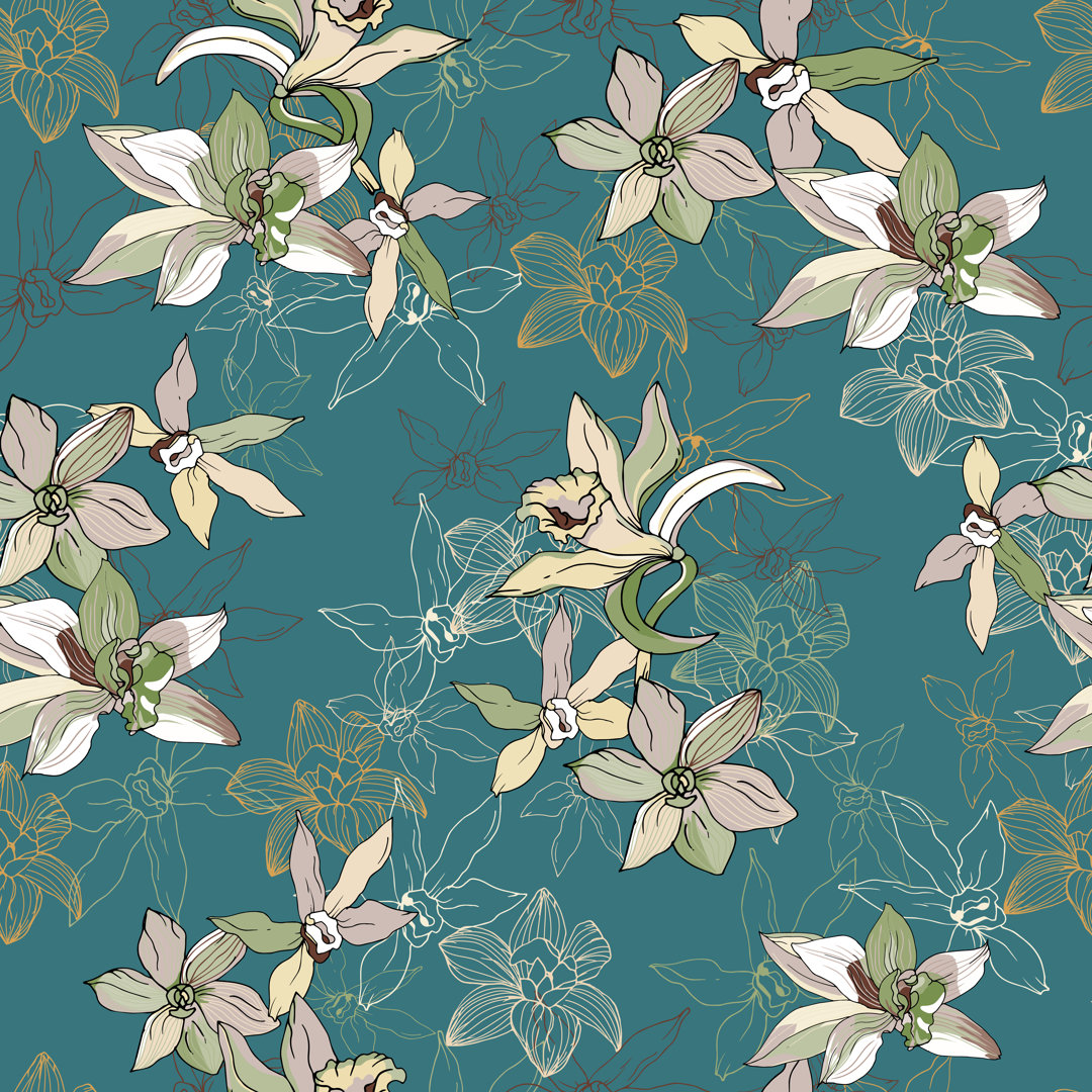 Tropical Floral Seamless Pattern von IRINA KAMINSKAYA - Kunstdrucke auf Leinwand ohne Rahmen