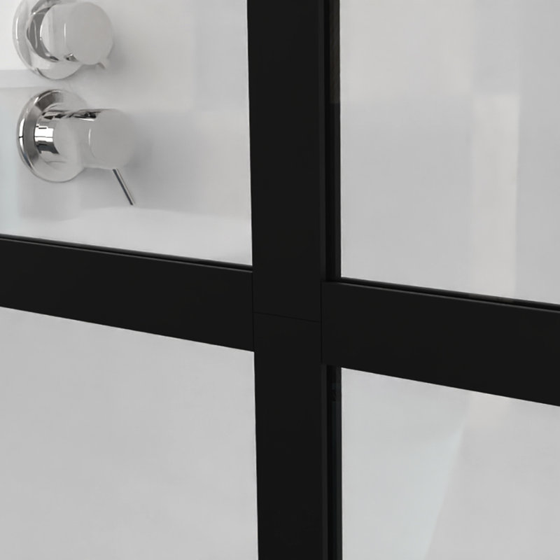 Paroi de douche à l'italienne 46 po x 72 po en verre trempé, barre de support solide