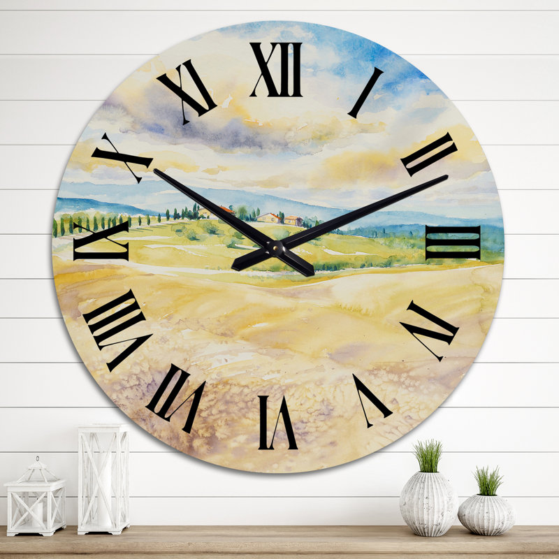 Horloge murale rustique, paysage italien rustique, Moyen