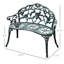 Banc en fonte d'aluminium avec décor floral rose pour le jardin