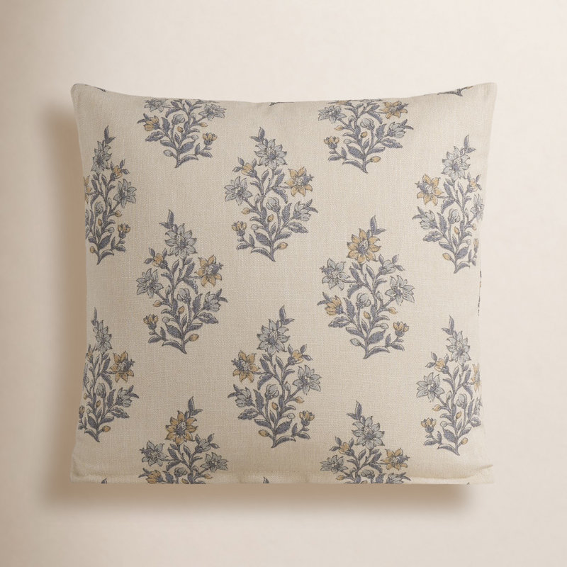 Weatherford Floral Polyester Throw Pillow, Ink Floral, Square 18", Polyester