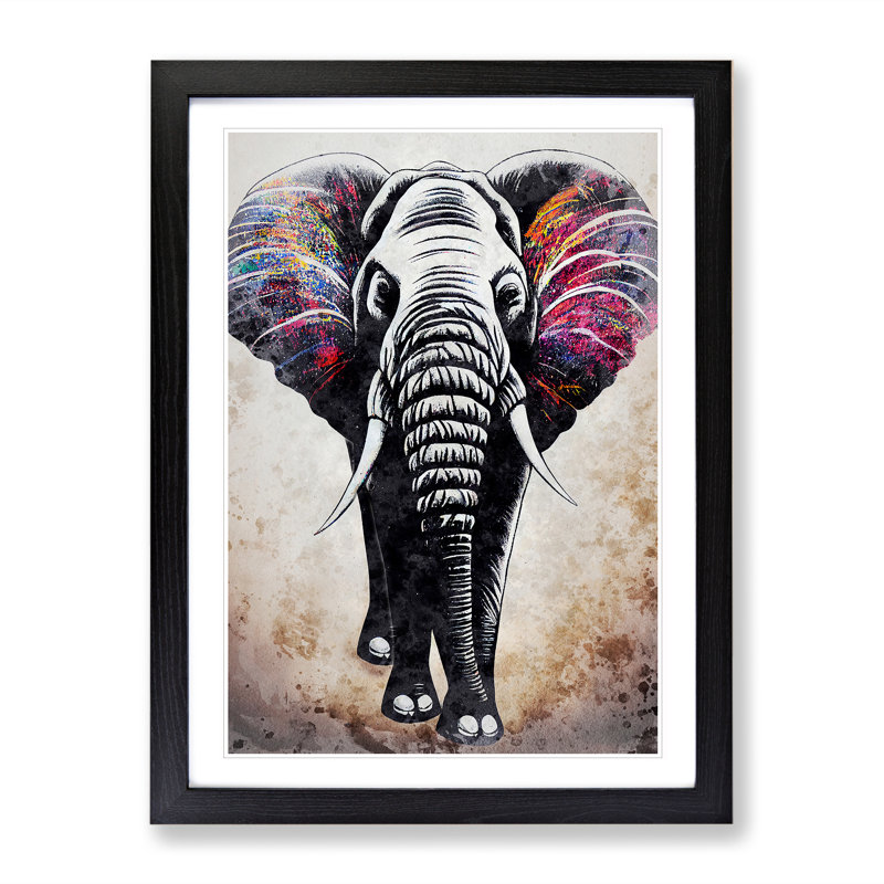 Colours Of An Elephant - Single Picture Frame Print, Black, 34cm H x 25cm W x 2cm D