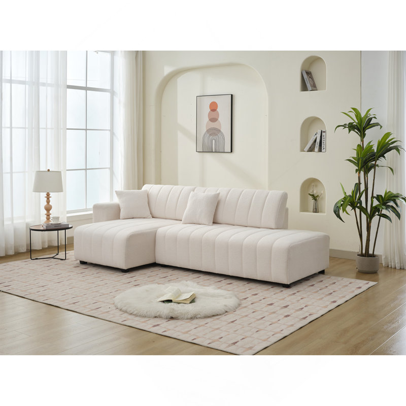 Canapé d'angle capitonné en forme de L Inspired Plush, Beige