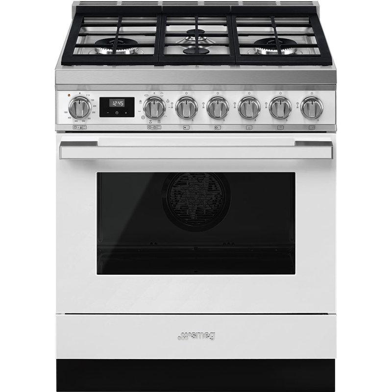 SMEG Portofino 30" 3.6 cu ft. Freestanding Dual Fuel Range, White