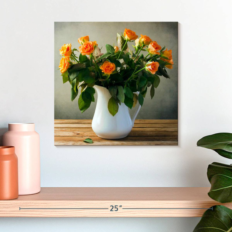 Pot Harnek de roses oranges, H 16 po x l 16 po
