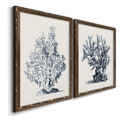 Toile encadrée bleue corail antique I-Premium - prête à être accrochée