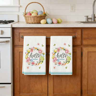 Easter Kitchens Towel Floral Egg Dishs Towel Hand Towel 2pc