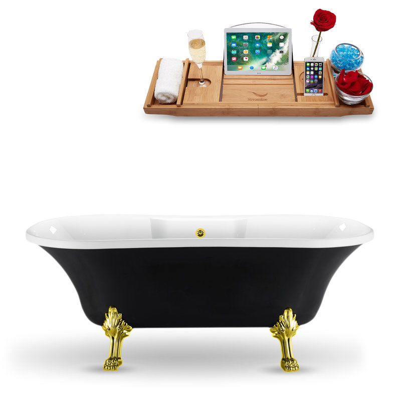 68'' x 33.9'' Soaking Acrylic Bathtub, Polished Gold, Polished Gold