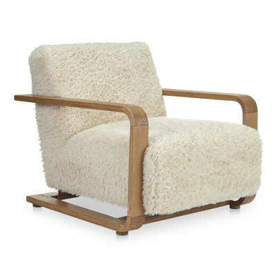 ECKERSLEY LOUNGE CHAIR CREAM FAUX FUR