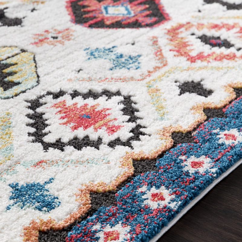 Tapis géométrique ivoire / brûlé Kinnen, Rectangle 5 pi 3 po x 7 pi 3 po