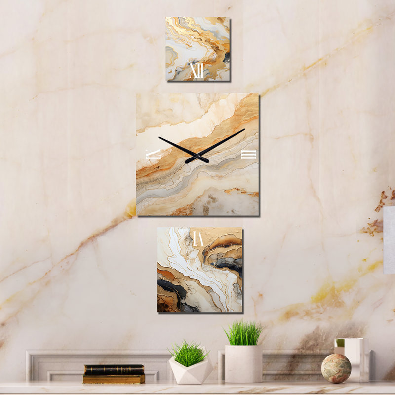 Mahaveer - Horloge abstraite moderne à plusieurs panneaux pour la décoration de salon