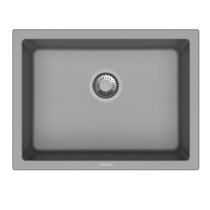 Évier de cuisine encastré / encastré 24 po en granite gris Croma, Gris Matt