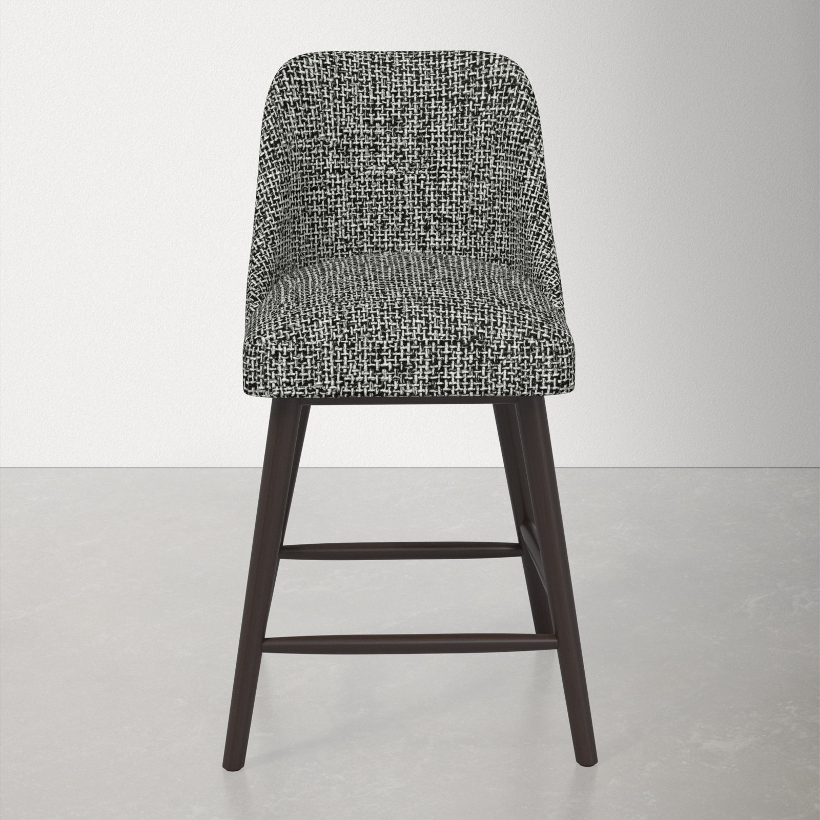 Gallie Stool, Espresso, Counter Stool (27" Seat Height), Modern Pepper Tweed
