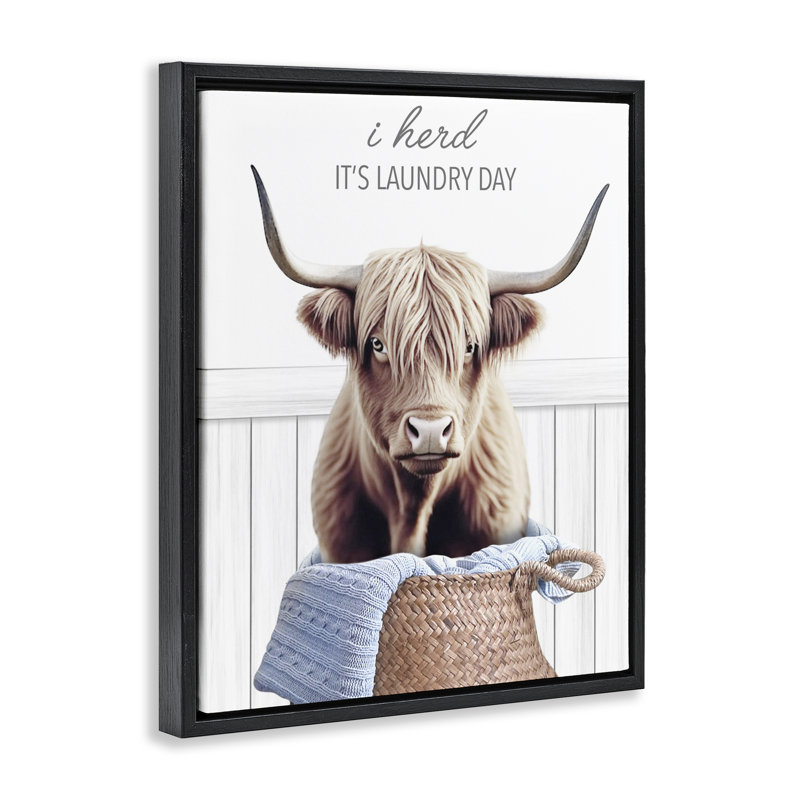 Cadre flottant Herd It's Laundry Day, design par Marcus Prime, Cadre flottant noir de jais, H 21 po x l 17 po