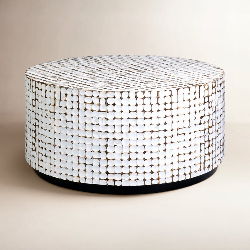 New Hampton Round Coffee Table, Blanc